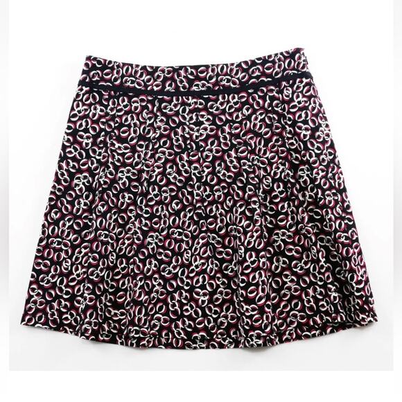 Ann Taylor Loft Black, Pink and White Chain Print Pleated Skirt, EUC, Size 4 - Picture 1 of 11